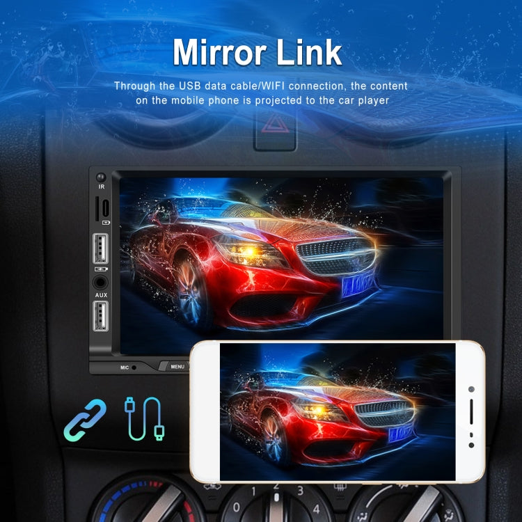 7-inch Double Din Car MP5 Player Support CarPlay/Android Auto/Mirror Link/Bluetooth With 4-light Camera - Car MP3 & MP4 & MP5 by PMC Jewellery | Online Shopping South Africa | PMC Jewellery | Buy Now Pay Later Mobicred