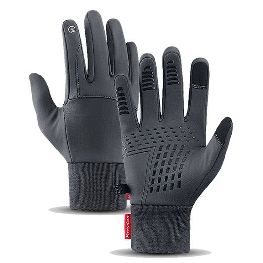 Kyncilor Waterproof Cycling Warm Gloves Two-finger Touch Screen Ultra-soft Velvet Outdoor Gloves, Size: M(Gray) - Full Finger Gloves by Kyncilor | Online Shopping South Africa | PMC Jewellery | Buy Now Pay Later Mobicred