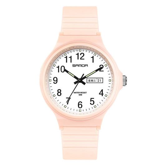 SANDA Medium Double Calendar Electronic Quartz Watch Outdoor Leisure Men Women Students Wristwatch(6060 Cherry Blossom Pink) - Sport Watches by SANDA | Online Shopping South Africa | PMC Jewellery | Buy Now Pay Later Mobicred