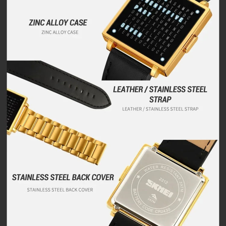 SKMEI Multi-function Letter Display Dial Square Men Electronic Watch, Color: Silver Steel Band - free shipping - PMC TechLife - Order now!