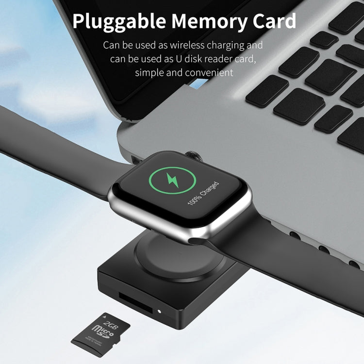 S02 For Apple Watch Series USB Magnetic Watch Wireless Charger With Card Reader Function(Black) - Charger / Holder by PMC TechLife | Online Shopping South Africa | PMC TechLife | Buy Now Pay Later Mobicred