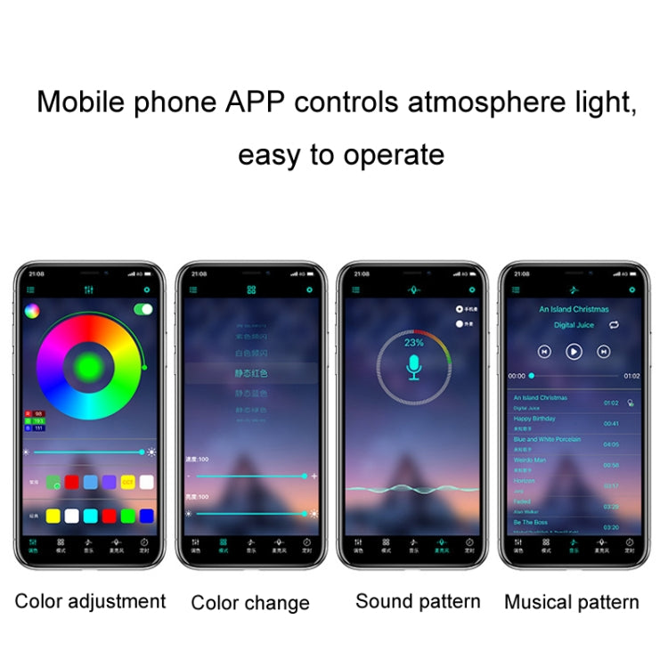 Eight-Color LED Voice Control Car Music Rhythm Atmosphere Light, Specification: 5V USB APP - Atmosphere lights by PMC TechLife | Online Shopping South Africa | PMC TechLife | Buy Now Pay Later Mobicred