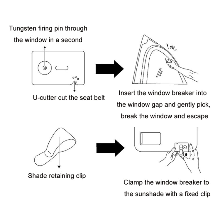Car Window Breaking Safety Card Emergency Life-Saving Hammer(8.5x5.5cm) - Emergency Hammer by PMC TechLife | Online Shopping South Africa | PMC TechLife | Buy Now Pay Later Mobicred