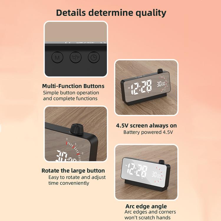 Multi-Functional LED Screen Mirror Charging Alarm Clock Reminder Visual Timer(White) - Alarm Clocks by PMc TechLife | Online Shopping South Africa | PMc TechLife | Buy Now Pay Later Mobicred