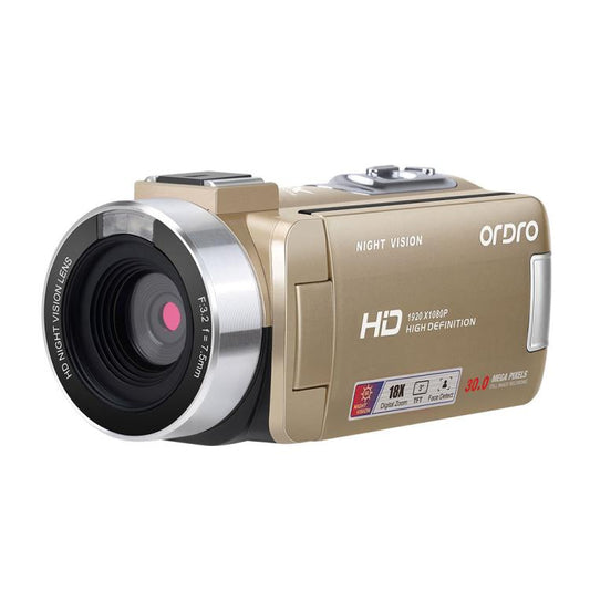 Ordro 1080P 30fps HD Night Vision Infrared Digital Camera(Gold) - Video Cameras by Ordro | Online Shopping South Africa | PMC Jewellery | Buy Now Pay Later Mobicred