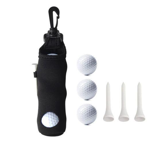 Neoprene Golf Ball Sleeve With 3 Balls 3 Tees Set Storage Pouch Waist Bag(Black) - Golf Accessories by PMC Jewellery | Online Shopping South Africa | PMC Jewellery | Buy Now Pay Later Mobicred