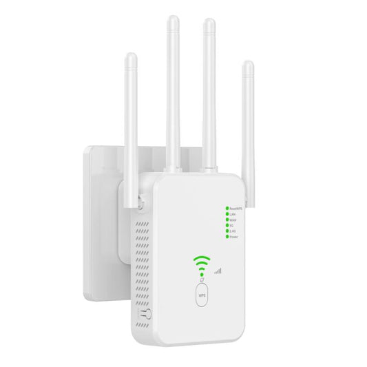 Urant U10 1200Mbps 2.4G & 5.8G Wireless Repeater WiFi Signal Amplifier With 4 Antenna EU Plug White - Broadband Amplifiers by Urant | Online Shopping South Africa | PMC Jewellery | Buy Now Pay Later Mobicred