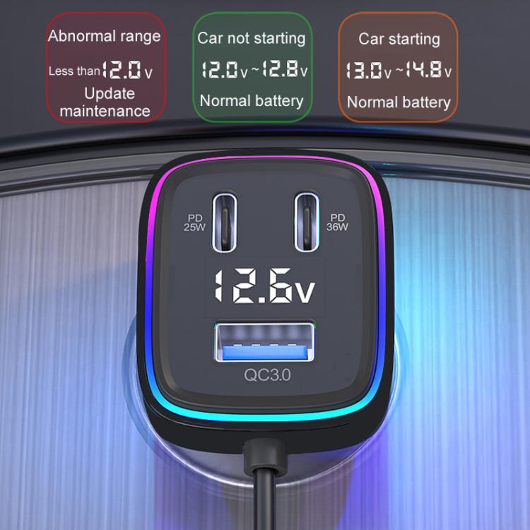 GE01 Powerful Output Colorful Ambient Lights Car Quick Charger - Car Charger by PMc TechLife | Online Shopping South Africa | PMc TechLife | Buy Now Pay Later Mobicred