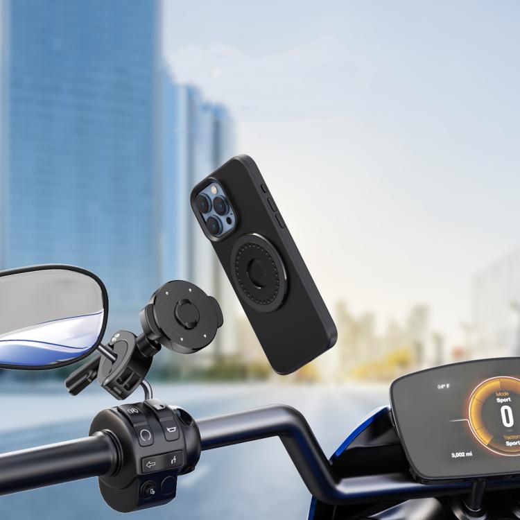 Bicycle Motorcycle Snap-On Mobile Phone Holder With Magnetic Ring(QL-10 Black) - Holders by PMc TechLife | Online Shopping South Africa | PMc TechLife | Buy Now Pay Later Mobicred