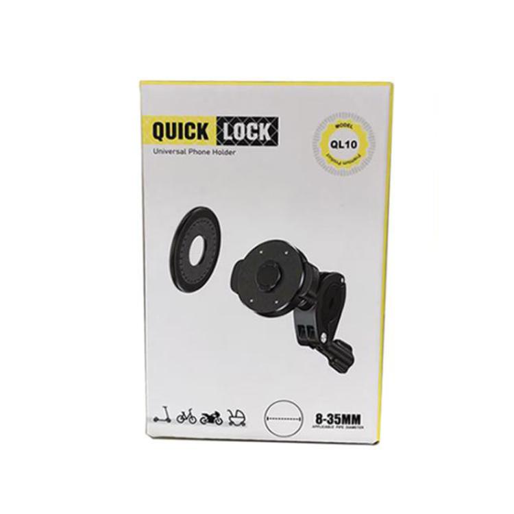 Bicycle Motorcycle Snap-On Mobile Phone Holder With Magnetic Ring(QL-10 Black) - Holders by PMc TechLife | Online Shopping South Africa | PMc TechLife | Buy Now Pay Later Mobicred