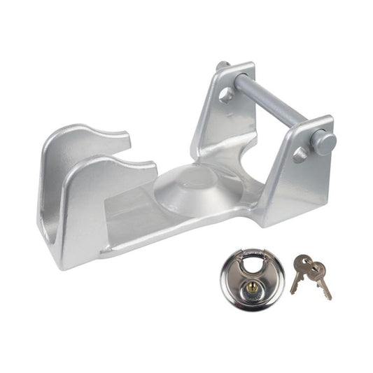 Coupler Gooseneck Hitch Trailer Lock For Heavy Trailer Transporter RV, Color: Silver + Key Lock - Towing Bars by PMC Jewellery | Online Shopping South Africa | PMC Jewellery | Buy Now Pay Later Mobicred