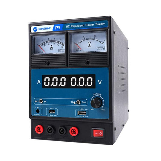 SUNSHINE P3 DC Regulated Power Supply 5V/8.4V/15V Switching Mobile Phone Repair Regulated Power Supply Meter(EU Plug 220V) - Power Supply by SUNSHINE | Online Shopping South Africa | PMC Jewellery | Buy Now Pay Later Mobicred