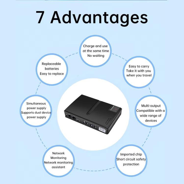 Uninterruptible Power Supply with DC Output 5V/9V/12V for Router, Modem, Security Camera, Mobile Phone EU Plug - Battery Storage Box by PMc TechLife | Online Shopping South Africa | PMc TechLife | Buy Now Pay Later Mobicred