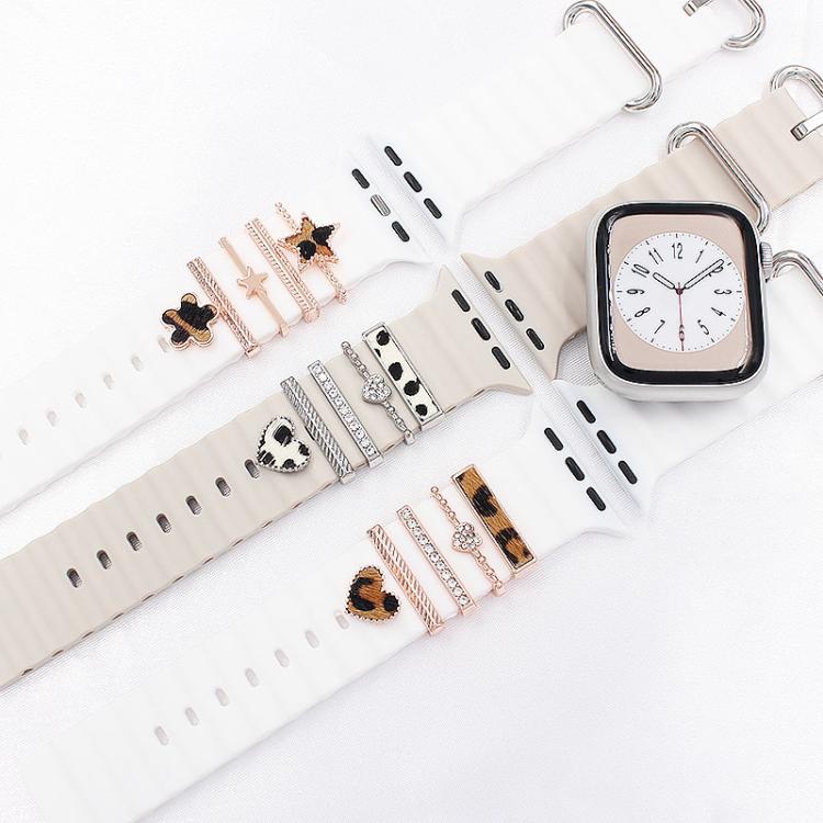 5pcs / Set 20mm Width Smart Watch Silicone Band Decorative Ring Metal Accessories, Style: Gold 1 - Watch Decorations by PMC TechLife | Online Shopping South Africa | PMC TechLife | Buy Now Pay Later Mobicred