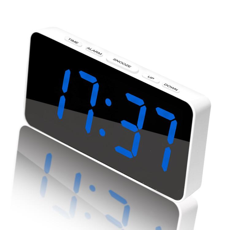 LED Mirror Digital Clock with Type-C Charging Port & 18650 Battery Compartment (Battery Not Included)(White+Blue) - Alarm Clocks by PMc TechLife | Online Shopping South Africa | PMc TechLife | Buy Now Pay Later Mobicred