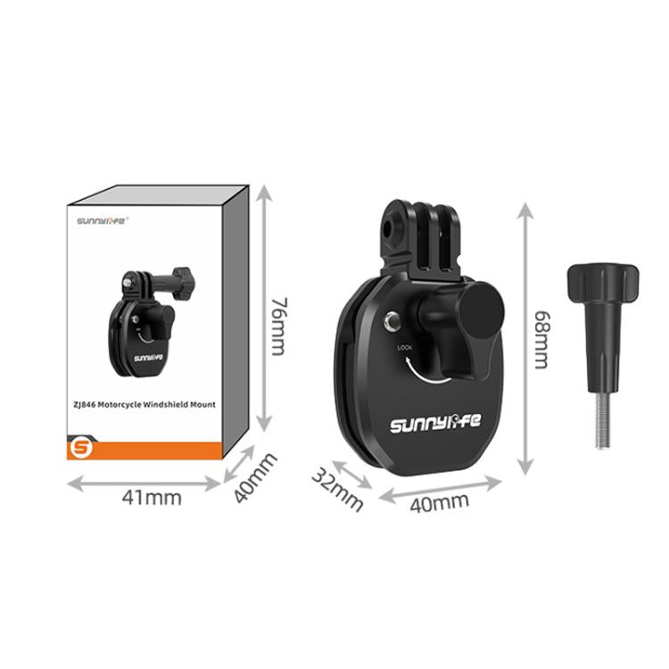 Sunnylife ZJ846 Sports Camera Universal Mount Motorcycle Windshield Clip(Black) - free shipping - PMC TechLife - Order now!
