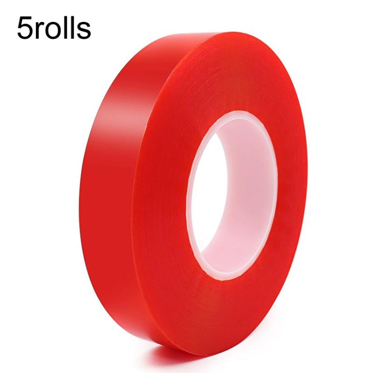 5rolls 0.2mm Thick Acrylic Polyester PET Double Sided Adhesive Tape, 10m/roll, Width: 5mm - free shipping - PMC TechLife - Order now!