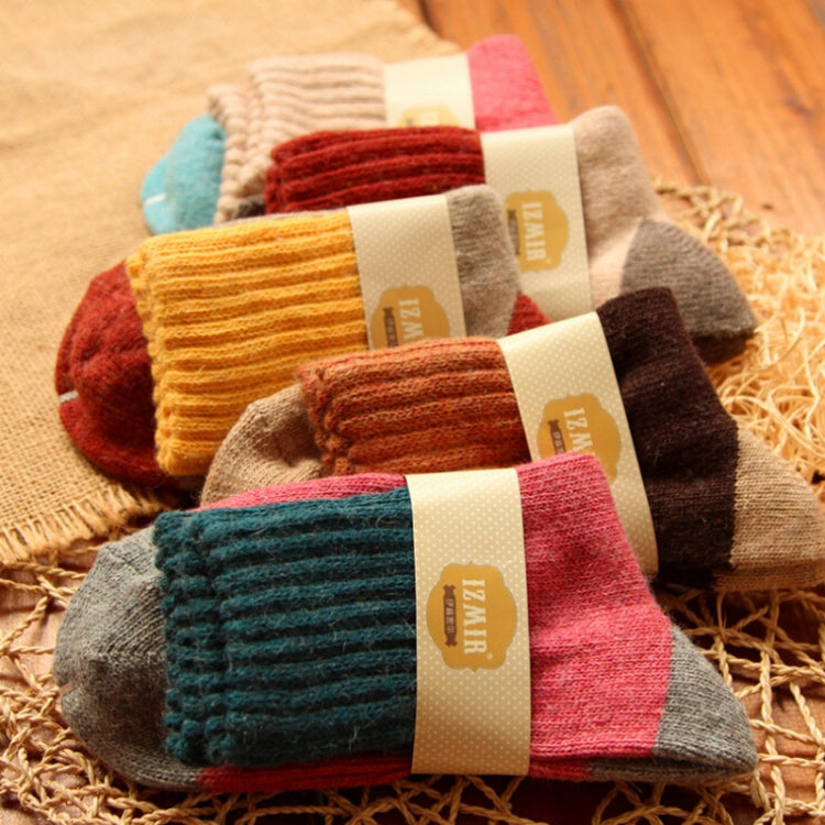 5 Pairs Winter Vintage Rabbit Wool Socks Thicken Patchwork Cotton Socks, Size:Free Size(yellow socks) - Tube Socks by PMC Jewellery | Online Shopping South Africa | PMC Jewellery