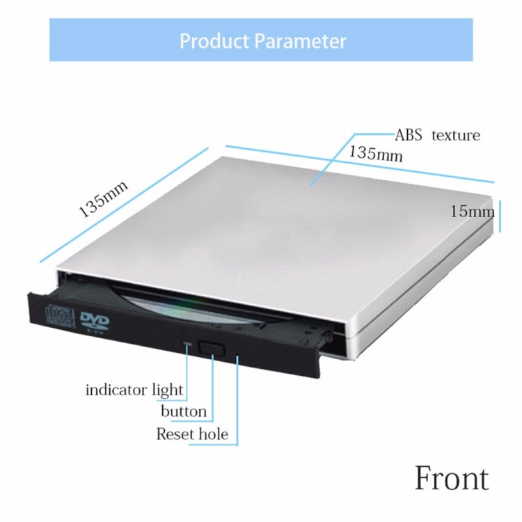 USB 2.0 Portable Ultra Slim External Slot-in DVD-RW CD-RW CD DVD ROM Player Drive for PC - Rewritable Drive by PMC Jewellery | Online Shopping South Africa | PMC Jewellery