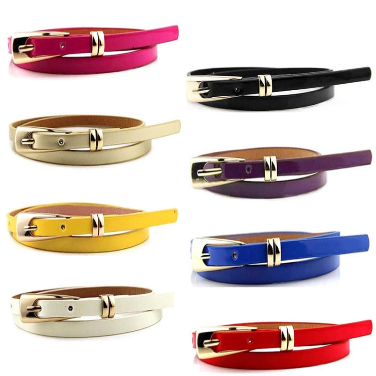 Candy-colored PU Leather Rectangular Buckle Thin Belt for Women, Length: 1050 x 11mm(Yellow) - Belts by PMC Jewellery | Online Shopping South Africa | PMC Jewellery