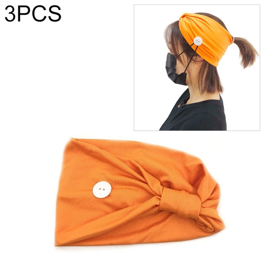 3 PCS Headband Sports Yoga Knitted Sweat-absorbent Hair Band with Mask Anti-leash Button(Orange) - Sweatband by PMC Jewellery | Online Shopping South Africa | PMC Jewellery | Buy Now Pay Later Mobicred