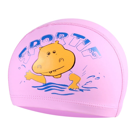 Children Cartoon Hippo Pattern PU Coated Waterproof Swimming Cap, Pattern Random Delivery(Pink) - Swimming Caps by PMC Jewellery | Online Shopping South Africa | PMC Jewellery | Buy Now Pay Later Mobicred