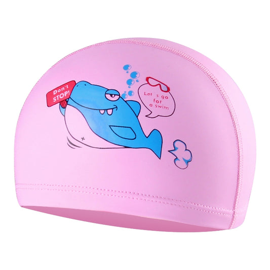 Children Waterproof Hair Care PU Coated Cartoon Pattern Swimming Cap(Pink Shark) - Swimming Caps by PMC Jewellery | Online Shopping South Africa | PMC Jewellery | Buy Now Pay Later Mobicred