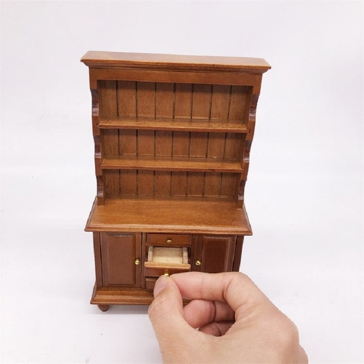 1/12 Dollhouse Miniature Furniture Multifunction Wood Cabinet Bookcase(Brown) - Pretend Play Toys by PMC Jewellery | Online Shopping South Africa | PMC Jewellery