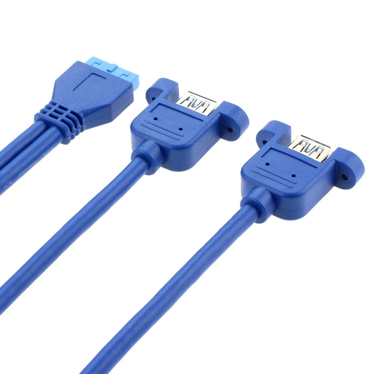 50CM USB3.0 Data Cable Motherboard 20p To Dual Usb3.0 Baffle Line With Ear - USB 3.0 by PMC TechLife | Online Shopping South Africa | PMC TechLife