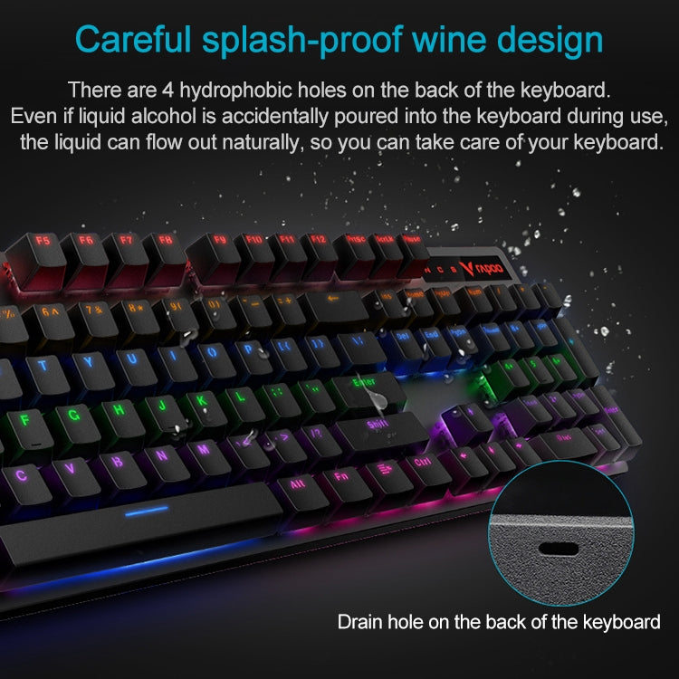 Rapoo V500 PRO Mixed Light 104 Keys Desktop Laptop Computer Game Esports Office Home Typing Wired Mechanical Keyboard(Red Shaft) - Wired Keyboard by Rapoo | Online Shopping South Africa | PMC Jewellery | Buy Now Pay Later Mobicred