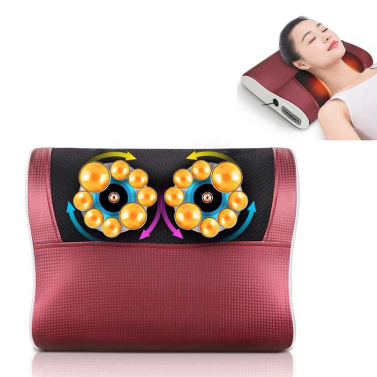 Cervical Spine Massage Pillow Neck Waist Back Multifunctional Electric Massage Cushion, Plug Type:US Plug(Red White) - free shipping - PMC TechLife - Order now!