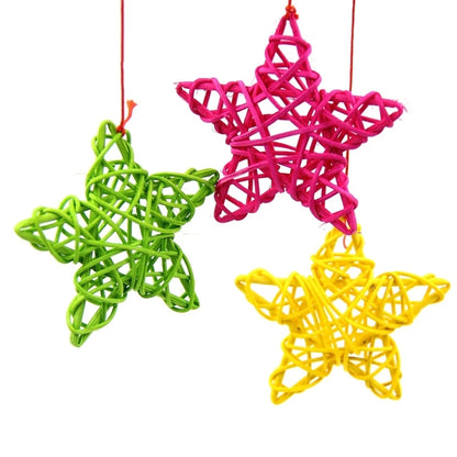 10 PCS 6cm Artificial Straw Ball DIY Decoration Rattan Stars Christmas Decor Home Ornament Supplies(Pink) - Ornaments by PMC Jewellery | Online Shopping South Africa | PMC Jewellery