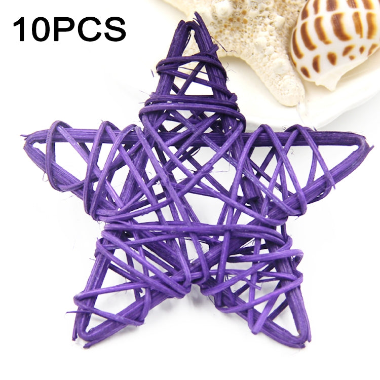 10 PCS 6cm Artificial Straw Ball DIY Decoration Rattan Stars Christmas Decor Home Ornament Supplies(Purple) - Ornaments by PMC Jewellery | Online Shopping South Africa | PMC Jewellery