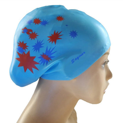 Printed Silicone Swimming Cap Waterproof Swimming Cap for Long Hair, Size:One Size(Sky Blue) - Swimming Caps by PMC Jewellery | Online Shopping South Africa | PMC Jewellery