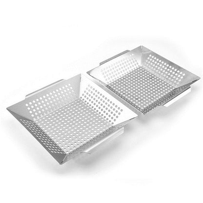 Stainless Steel Square Grill Leak Tray With Hole Grill Tray Outdoor Grill Tool BBQ Vegetables 12 inch Grill Tray - Cookwares & Tablewares by PMC Jewellery | Online Shopping South Africa | PMC Jewellery