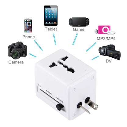 World-Wide Universal Travel Concealable Plugs Adapter with & Built-in Dual USB Ports Charger for US, UK, AU, EU(White) - Plug Adaptor by PMC Jewellery | Online Shopping South Africa | PMC Jewellery | Buy Now Pay Later Mobicred