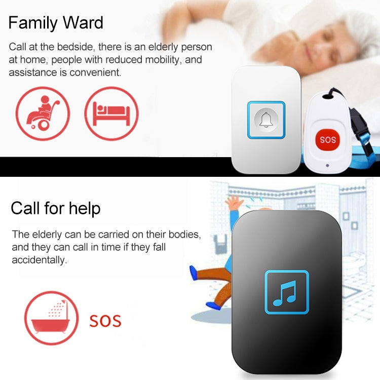 CACAZI C86 Wireless SOS Pager Doorbell Old man Child Emergency Alarm Remote Call Bell, EU Plug(White) - Wireless Doorbell by CACAZI | Online Shopping South Africa | PMC Jewellery | Buy Now Pay Later Mobicred