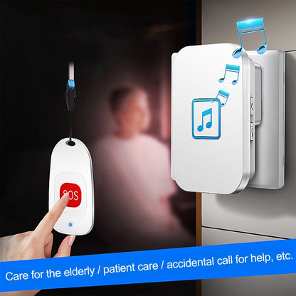 CACAZI C86 Wireless SOS Pager Doorbell Old man Child Emergency Alarm Remote Call Bell, EU Plug(White) - Wireless Doorbell by CACAZI | Online Shopping South Africa | PMC Jewellery | Buy Now Pay Later Mobicred