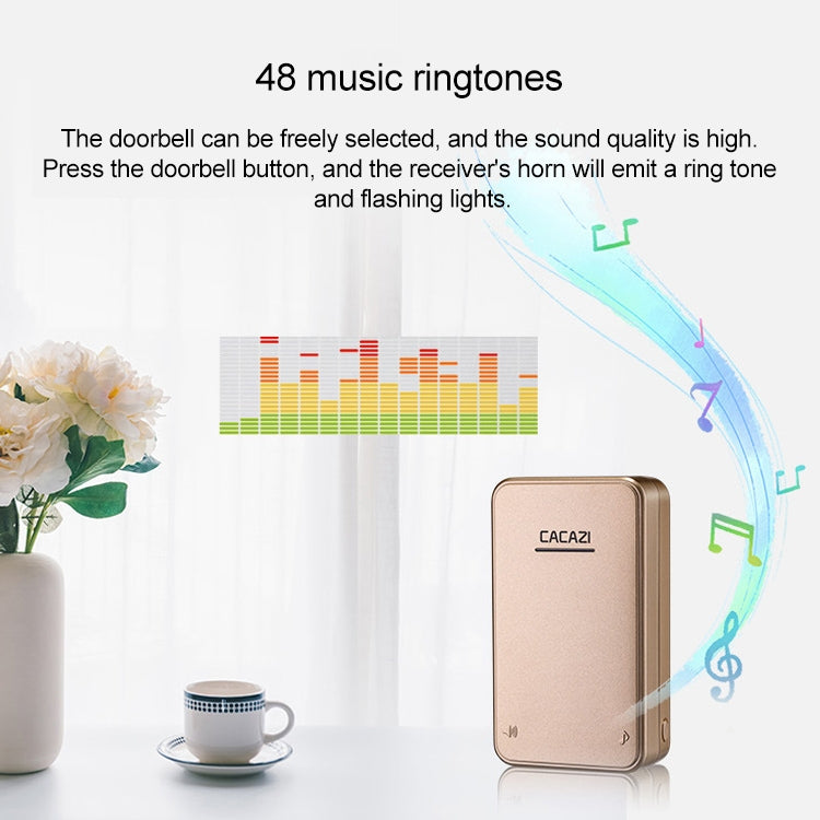 CACAZI FA8 Self-Powered Wireless Doorbell, US Plug(Black) - Wireless Doorbell by CACAZI | Online Shopping South Africa | PMC TechLife | Buy Now Pay Later Mobicred