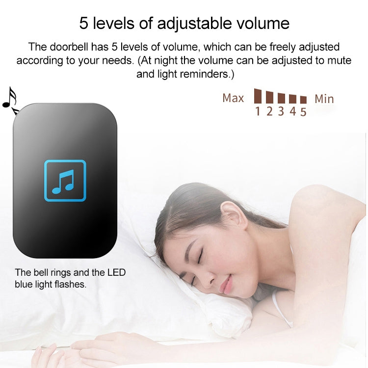 CACAZI FA86 Self-Powered Smart Home Wireless Doorbell, US Plug(Black) - Wireless Doorbell by CACAZI | Online Shopping South Africa | PMC TechLife