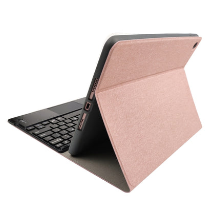 RK102C Detachable Magnetic Plastic Bluetooth Keyboard with Touchpad + Silk Pattern TPU Tablet Case for iPad 10.2, with Pen Slot & Bracket(Rose Gold) - Universal by PMC Jewellery | Online Shopping South Africa | PMC Jewellery