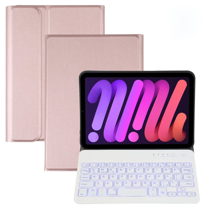 A06S Detachable Lambskin Texture Ultra-thin TPU Backlight Bluetooth Keyboard Leather Tablet Case with Stand For iPad mini 6(Rose Gold) - For iPad mini by PMC Jewellery | Online Shopping South Africa | PMC Jewellery