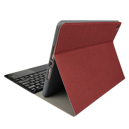 RK109C Detachable Magnetic Plastic Bluetooth Keyboard with Touchpad + Silk Pattern TPU Tablet Case for iPad Air 2020, with Pen Slot & Bracket(Red) - For iPad Air by PMC Jewellery | Online Shopping South Africa | PMC Jewellery