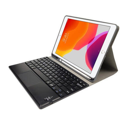 RK109C Detachable Magnetic Plastic Bluetooth Keyboard with Touchpad + Silk Pattern TPU Tablet Case for iPad Air 2020, with Pen Slot & Bracket(Black) - For iPad Air by PMC Jewellery | Online Shopping South Africa | PMC Jewellery