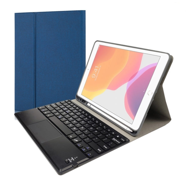 RK508C Detachable Magnetic Plastic Bluetooth Keyboard with Touchpad + Silk Pattern TPU Tablet Case for iPad 9.7 inch, with Pen Slot & Bracket(Blue) - Universal by PMC Jewellery | Online Shopping South Africa | PMC Jewellery