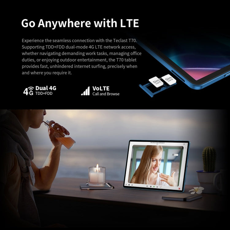 Teclast T70 4G LTE Tablet PC, 8GB+256GB, 14 inch Android 14 MediaTek Helio G99 Octa Core, Support Dual SIM - free shipping - PMc TechLife - Order now!