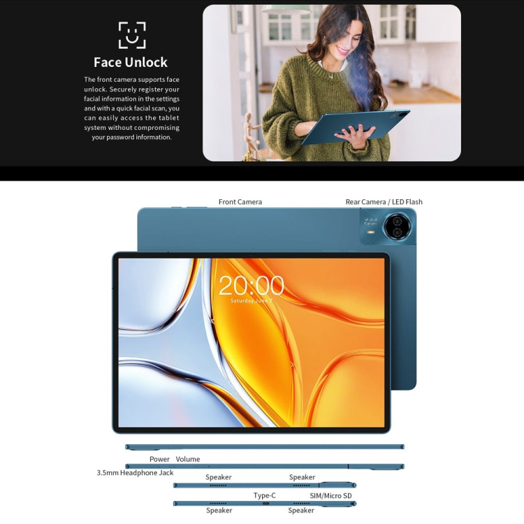 Teclast T70 4G LTE Tablet PC, 8GB+256GB, 14 inch Android 14 MediaTek Helio G99 Octa Core, Support Dual SIM - free shipping - PMc TechLife - Order now!