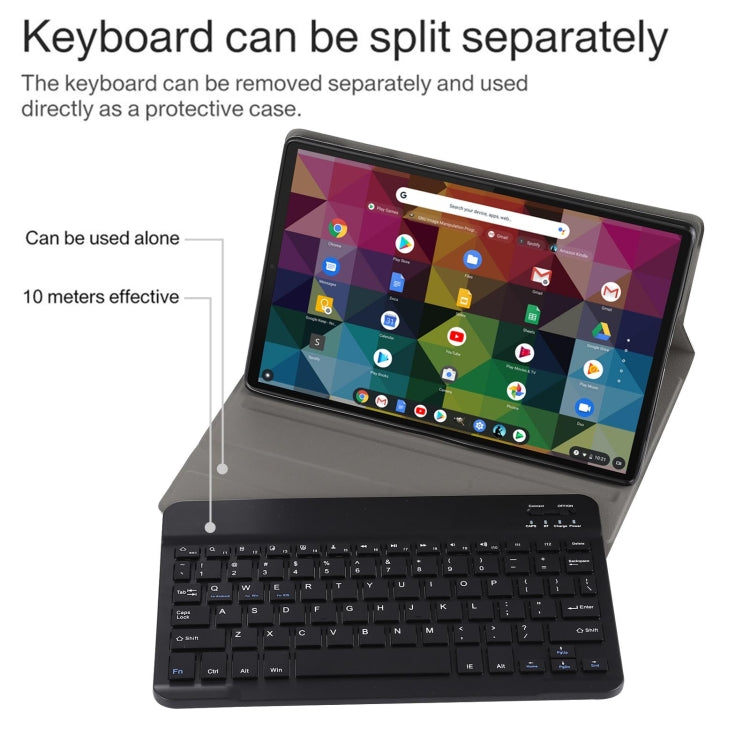 AM11 2 in 1 Removable Bluetooth Keyboard + Protective Leather Tablet Case with Holder for Lenovo M10 FHD REL TB-X605FC/LC(Black) - Lenovo Keyboard by PMC Jewellery | Online Shopping South Africa | PMC Jewellery