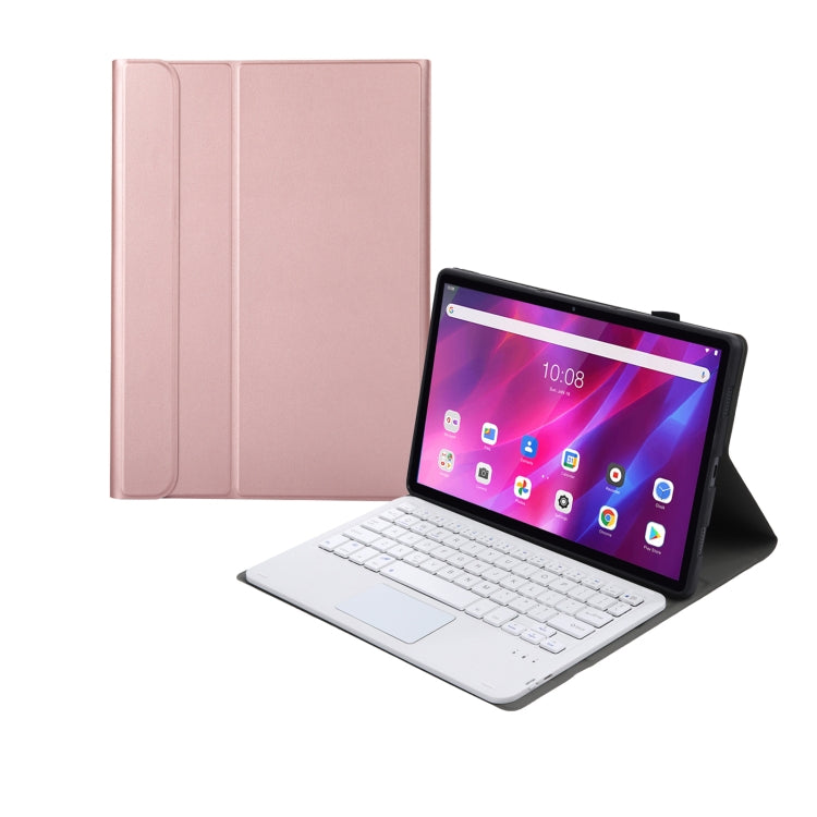 AK10-A 2 in 1 Detachable Bluetooth Keyboard + Lambskin Texture TPU Protective Leather Tablet Case with Touchpad & Holder for Lenovo Qitian K10 TB-X6C6X(Rose Gold) - Lenovo Keyboard by PMC Jewellery | Online Shopping South Africa | PMC Jewellery