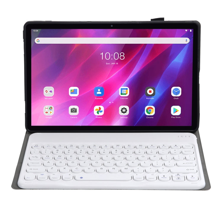 YAK10 2 in 1 Detachable Round Keycap Bluetooth Keyboard + Lambskin Texture TPU Protective Leather Tablet Case with Holder for Lenovo Qitian K10 TB-X6C6X(Rose Gold) - Lenovo Keyboard by PMC Jewellery | Online Shopping South Africa | PMC Jewellery